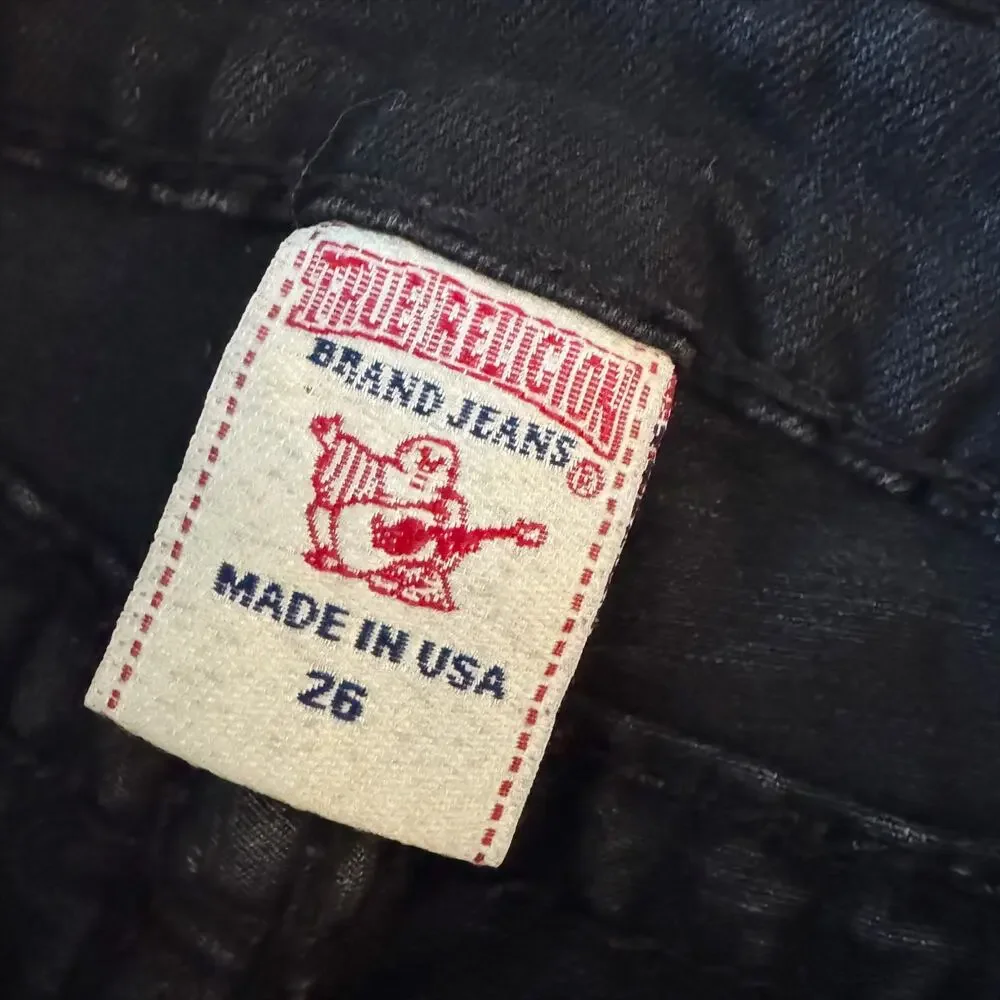 VTG True Religion Jeans Skinny Women’s 26 Black Julie Super T Vintage Biker‎ Y2K - Picture 6 of 15